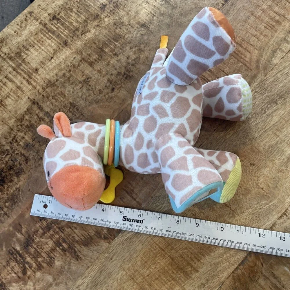 Carters Baby Giraffe Crinkle Rattle Mirror Stuffed Animal Plush Toy Sensory Hang